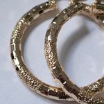 Textured Hollow Tube Hoop Earrings Gold Filled Photo 3