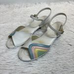 Happy Go Lightly by TreadEasy 1970s Vintage Pastel Rainbow Sandals Size 7.5 White Photo 2
