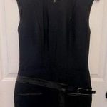 Helmut Lang  Womens Black Leather Wool Blend Sleeveless Belted Patch Pocket Dress Photo 0