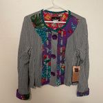 carole little Vintage Petites Jacket NWT Size 8 Flower Button Checkered Floral Photo 0