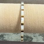 Antique Brass Mother Of Pearl Bangle Bracelet Tan Size 8 Photo 1