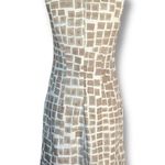 Peserico Beige White Geometric Checkered Print Sleeveless Shift Dress Italian 40 Tan Size 6 Photo 7
