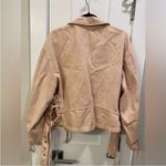 Free People  Light Pink Denim Motorcycle Style Jacket Photo 2