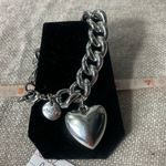 Chico's Chico’s Silver Tone Chunky Link Puffy Heart Bracelet Photo 0