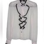 Alexis  XIMENA White Sheer Frill  Long Sleeve Blouse Size 0 Photo 1