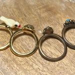 Betsey Johnson Bird, Heart, Skull & Turquoise Flower Ring Set RARE Photo 6