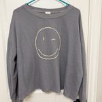 By Together  Embroidered Smiley Face Crewneck Sweatshirt Photo 1