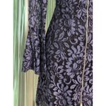 Venus  Navy Blue Floral Lace Long Sleeve Dress, Front Zip, Wedding, Cocktail, 2 Photo 3