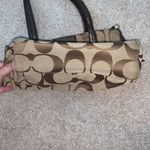 Coach Signature Canvas Jacquard Slim Shoulder Stripe Tote Bag Tan and Brown Photo 9