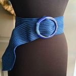 Vintage blue woven pull through oval accent Velcro belt, size L/XL Photo 0