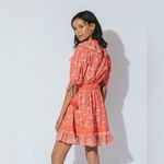 Cleobella Blair Tassel-Cuff Ruffle Short Sleeve Mini Dress Floral Orange Small S Photo 1