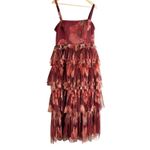 Hutch  Nalina Wine Red Floral Tiered Sleeveless Formal Maxi Dress 14 Photo 4