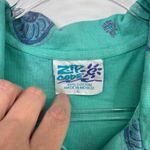 Vintage Zip Code Maxi Dress Womens Large Green Cotton Seashell Print‎ Collared Photo 5