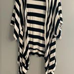 Chico's Chico’s Plus Black & White Striped Flowy Cotton Beach Cardigan Photo 4