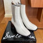 Sam Edelman Dasha Square-Toe Leather Chelsea Boots Cream Ivory US 8.5 Photo 2