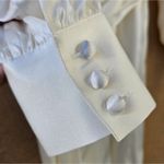 Long Sleeve Ivory White Mini Dress‎ Waist Tie Satin Silk Sz Small Photo 8