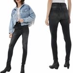 Free People  We the Free Zuri Mom Jeans Dusty Roads Black Distressed. Size 24 Photo 1