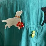 Croft & Barrow Vintage  Women's Nylon Jacket Turquoise Dog Appliques High Neck XL Photo 6