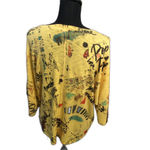 Inoah Vibes Wearable Art Print Shirt 3/4 Sleeves Small S Yellow Dog Abstract Photo 1