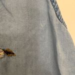 Terre Bleue Chambray Embroidered Floral Chambray Denim Dress L Boho Western Blue Size L Photo 6