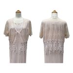 VTG Magnet Art Lynn Yang 2 Piece Set Maxi Dress Top Sz L Pastel Pink Crochet 90s Size L Photo 3