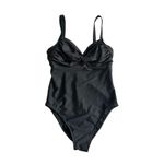 Tropical Escape  Black Sweetheart Ruched One Piece Bathing Suit Swimsuit Size 14 Photo 4