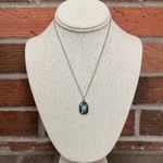 Faux Turquoise Cowboy Hat Necklace Silver Photo 1