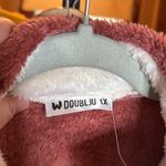 NWT Doublju Women's Soft Teddy Fleece Quarter Zip Pullover with Pocket Size 1X Pink Photo 6