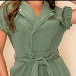 Ma Cherie Short Sleeve Belted Romper in Green Small Photo 4