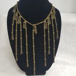 Adia Kibur Brass Choker Bib Tassel Necklace Tan Photo 0