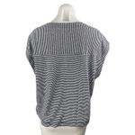 Madewell  Black White Linen Striped V Neck Drop Sleeve T Shirt Tee Top Size M Photo 1