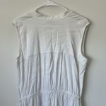 Vince  Sleeveless Shirred Band Collar Linen Blend Midi Dress in White Size: M Photo 8