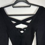 Free People Women's Bodycon Peephole Black Pullover Sweater Viscose Medium Boho Photo 8