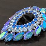 Vintage SARAH COVENTRY Juliana Delizza & Elster Blue Lagoon AB Crystal Brooch Photo 2