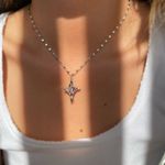 NEW Y2K Silver Pink Diamond Star Pendant Necklace Photo 0