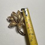 Avon Lotus Flower Gold Tone Brooch Pin Signed Photo 1