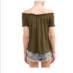 No Boundaries  Womens Size Large 11-13 Juniors Smocked Peasant Top Dark Olive New Photo 1