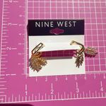 Nine West  gold tone flower leaves crystal Earrings loops ears of wheat drops Photo 4