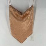 Hedge Your Bet Bandana Top‎ Peach Satin Animal Print Lightweight Smocked Pink Size M Photo 1