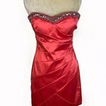 B Darlin Coral Pink Strapless Mini Formal Prom Bridesmaid beaded Dress 11/12 jr Photo 0