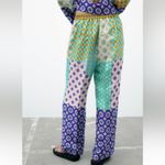 ZARA New High Rise Patchwork Print Cropped Straight Legs Pants Size M 3218/229 Photo 3