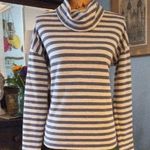 J.Crew Heather Gray and Blue Striped Women's Cowl Neck Sweater Photo 0