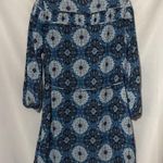 Loft ANN TAYLOR SIZE MEDIUM Blue White Smocked Dress medallion paisley design Photo 10