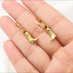Small Gold Cowboy Boot Earrings Photo 3