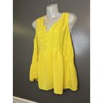Merona  Shirt Womens XL Yellow Sleeveless Swiss Dot Peplum Babydoll Split Neck Photo 3