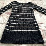 ICB alpaca wool blend striped gray & white cable knit sweater dress, size S Photo 0