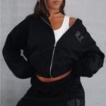 White Fox Boutique  Black Zip-Up Hoodie Photo 0