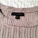 Banana Republic Crewneck Heavyweight Knit Beaded Sweater sz M Tan Cable Knit Sweater Photo 3