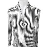 ZARA  TRF White Black Striped Faux Wrap V-neck Long Sleeve Blouse Top Size XS Photo 0