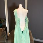 Women’s Green Chiffon One Shoulder Bridesmaid Dress Zip Up Back Size 6 Photo 5